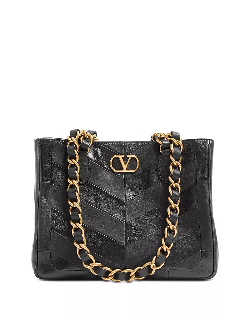 Valentino Garavani Laseine Small VLogo Leather Tote Bag