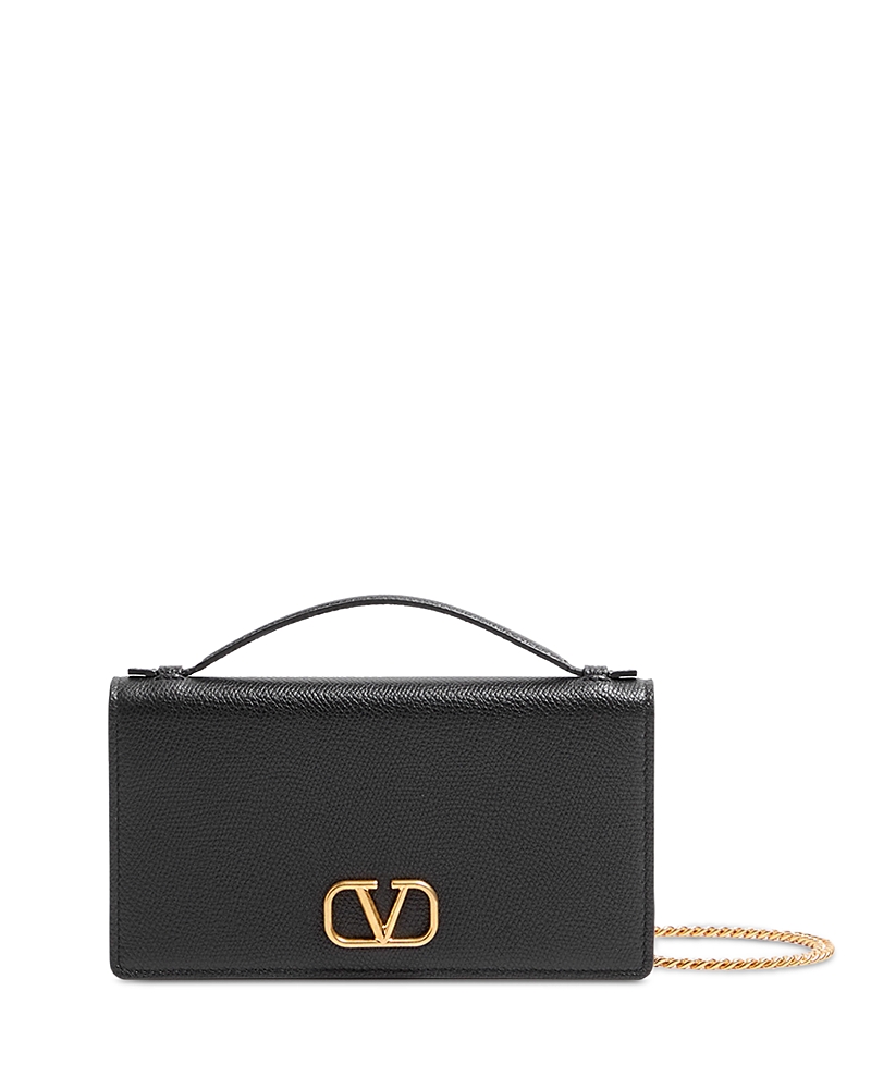 Valentino Garavani VLogo Signature Grainy Leather Wallet On A Chain
