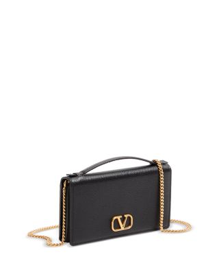 VLogo Signature Grainy Leather Wallet On A Chain 