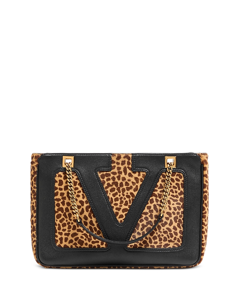 Valentino Garavani Viva Superstar Small Leopard Print Calf Hair Tote