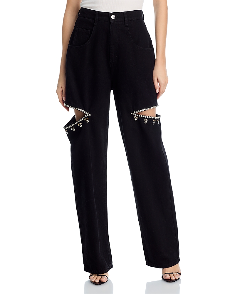 Steve Madden Ayla High Rise Embellished Jeans In Black