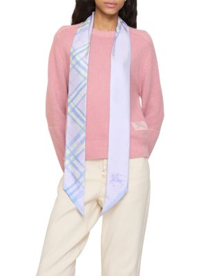 Skinny Watercolor Check Silk Scarf