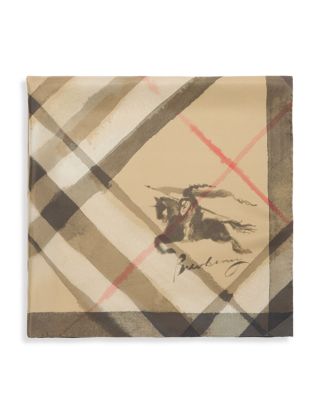 Watercolor Check Silk Scarf 