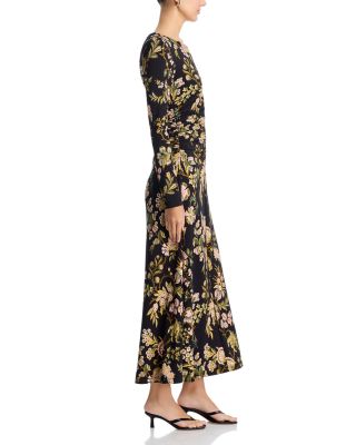 Maisy Ruched Midi Dress in Clover Black