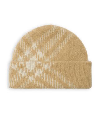 Check Mohair & Wool Blend Beanie