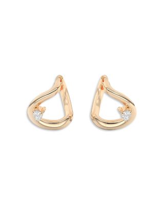 Certified Lab Grown Diamond Pear Gaudi Curve Huggie Hoop Earrings in 14K Yellow Gold, 0.2 tcw