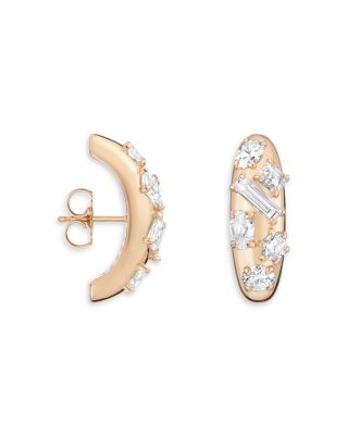Certified Lab Grown Diamond Mixed Cut Azadi Bombe Cluster Ear Arc Stud Earrings in 14K Yellow Gold, 3.24 tcw