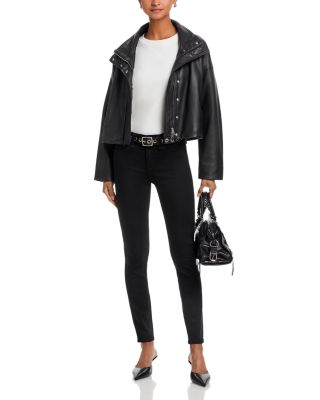 Cate Mid Rise Ankle Skinny Jeans in Black