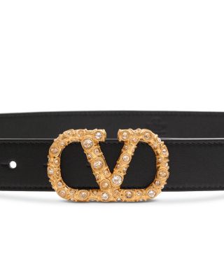Women's V Logo Signature Leather Belt