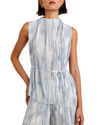 Mock Neck Top With Tie Belt