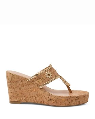 Women's Jacks Cork & Leather High Heel Wedge Sandals