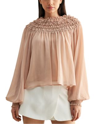Smocked Sheer Blouse