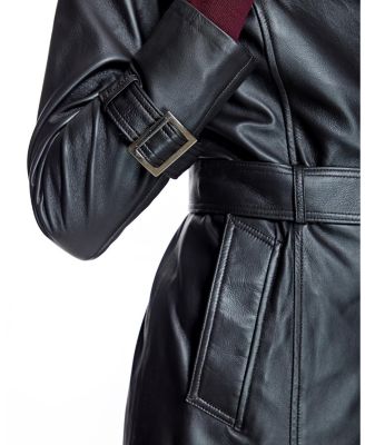 Leather Belted Trench Coat