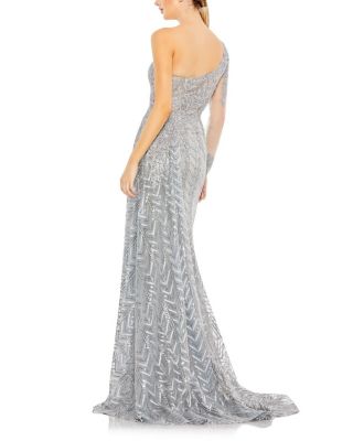 Asymmetric Hand-Beaded Mesh Dress