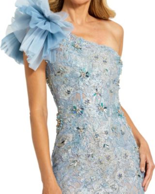 Embellished Tulle Flower Detail Mermaid Gown