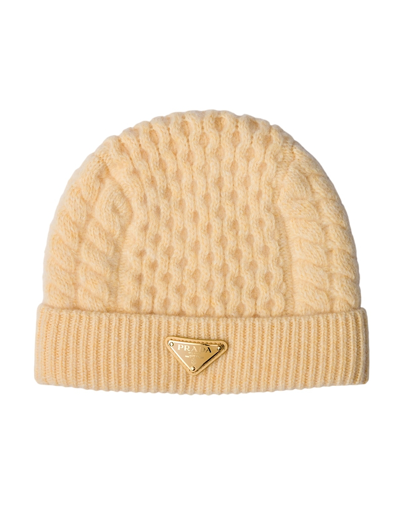 Prada Wool Beanie In Nude