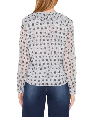 Dotty Squares Ruffle Top