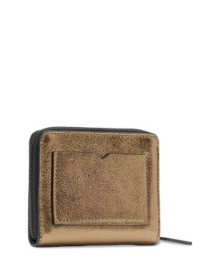 Lena Hex Metallic Leather Zip Wallet