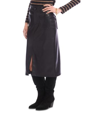 Faux Leather Midi Skirt