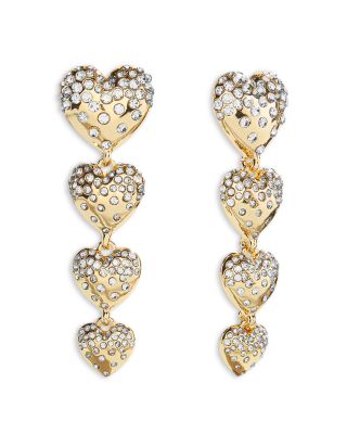 Isabelle Pav&eacute; Heart Linear Drop Earrings