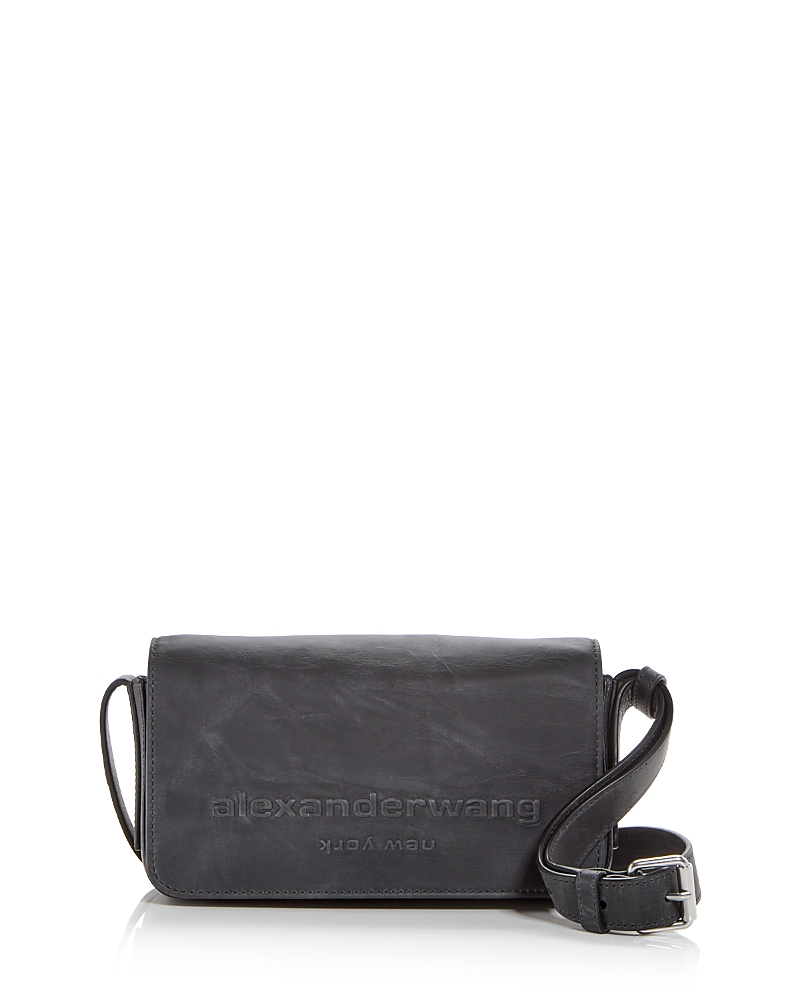 Alexander Wang Alexanderwang Punch Flap Leather Crossbody Bag In Black