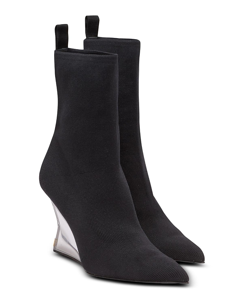 Balmain Women's Wedge Knit Ankle Boots