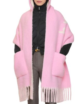  Logo Alpaca Wool Blend Hooded Scarf