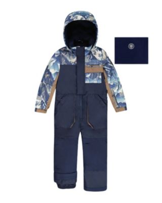  Unisex One Piece Play Snowsuit with Mountains Print