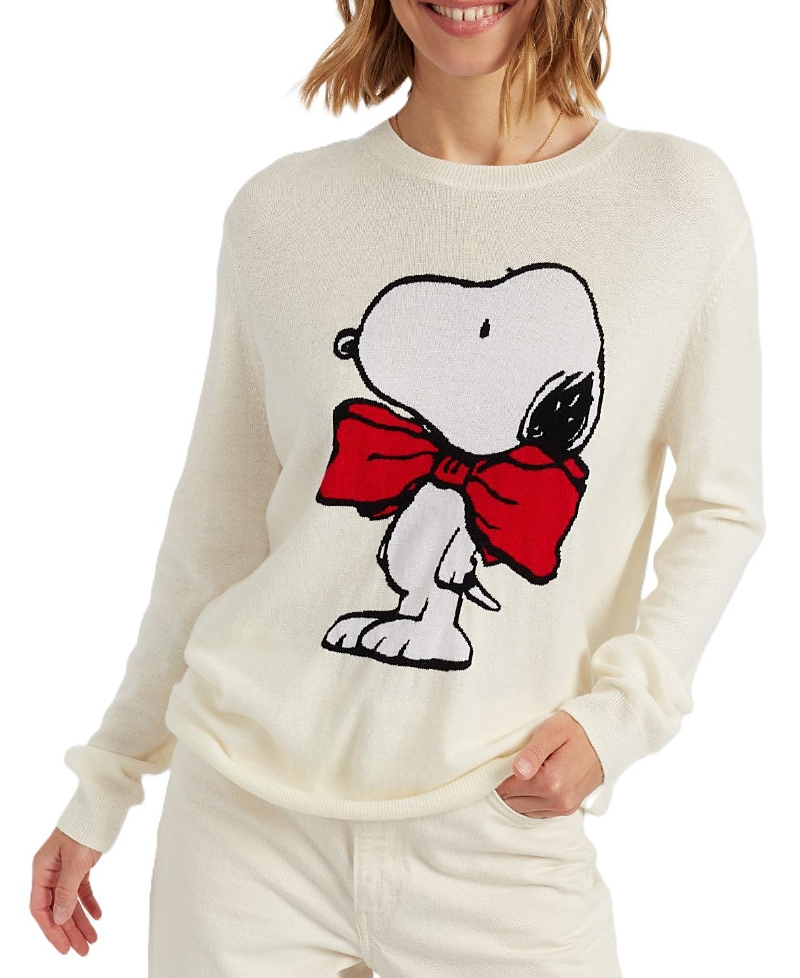 Chinti & Parker Women's Wool Cashmere Bow Tie Snoopy Sweater