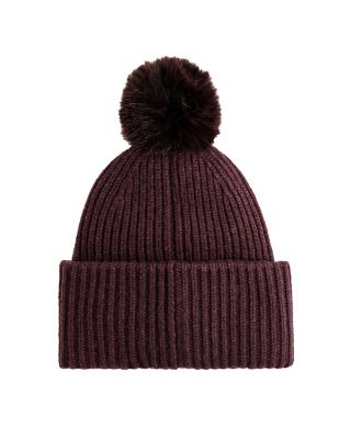  Dara Women's Wool Cashmere Blend Knit Beanie Hat with Pom Pom
