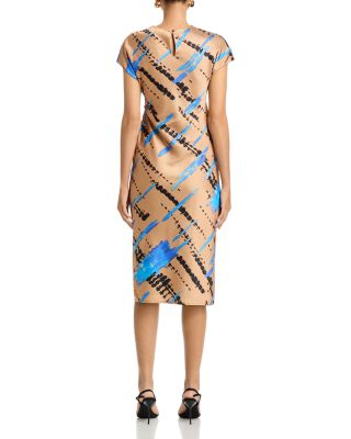 Avery Draped Printed Satin Dress