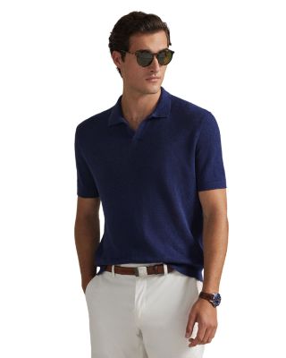 Textured Stretch Linen Blend Polo