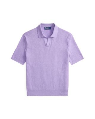 Textured Stretch Linen Blend Polo