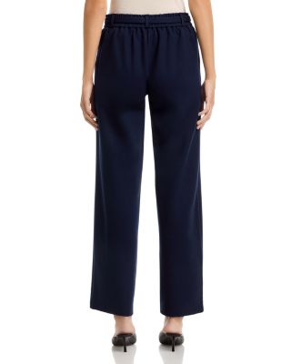 Buckle Belt Elastic Back Wide Leg Pants