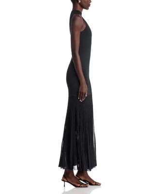 Mock Neck Sheer Maxi Dress