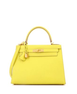 Kelly 28 Handbag Yellow Epsom with Gold Hardware