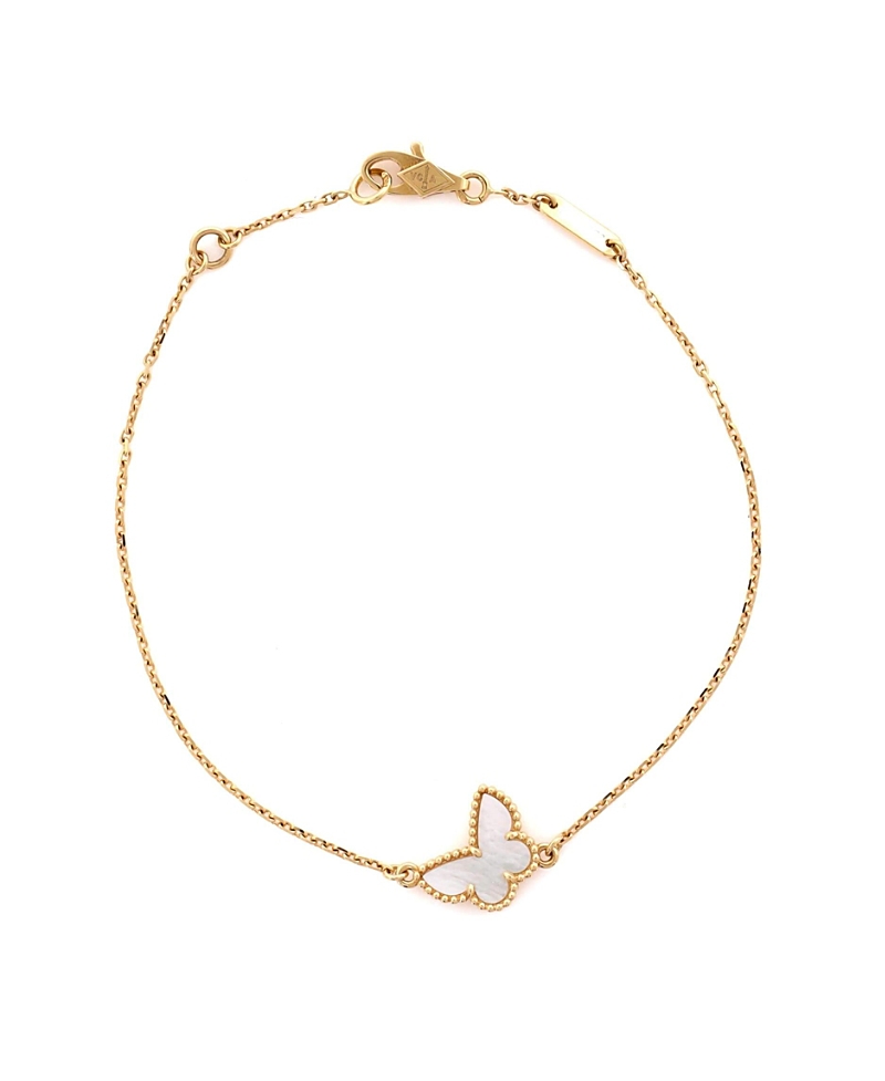 PRE-OWNED VAN CLEEF & ARPELS Pre-owned Van Cleef & Arpels Sweet Alhambra Butterfly Bracelet 18k Gold And Mother Of Pearl