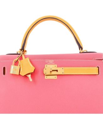 Kelly 28 Handbag Bicolor Epsom with Brushed Gold Hardware