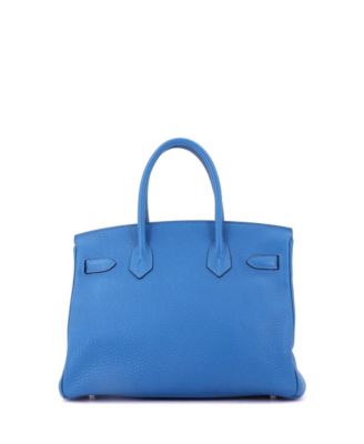 Birkin 30 Handbag Blue Clemence with Palladium Hardware