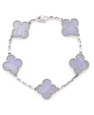  Vintage Alhambra 5 Motifs Bracelet 18K White Gold and Chalcedony