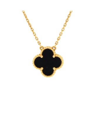  Vintage Alhambra Pendant Necklace 18K Gold and Onyx, 16.25 - 18"