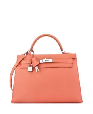 Kelly 32 Handbag Pink Epsom with Palladium Hardware