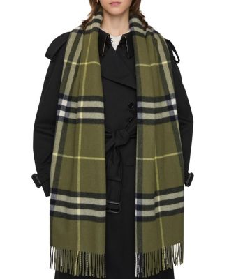Wide Check Cashmere Scarf