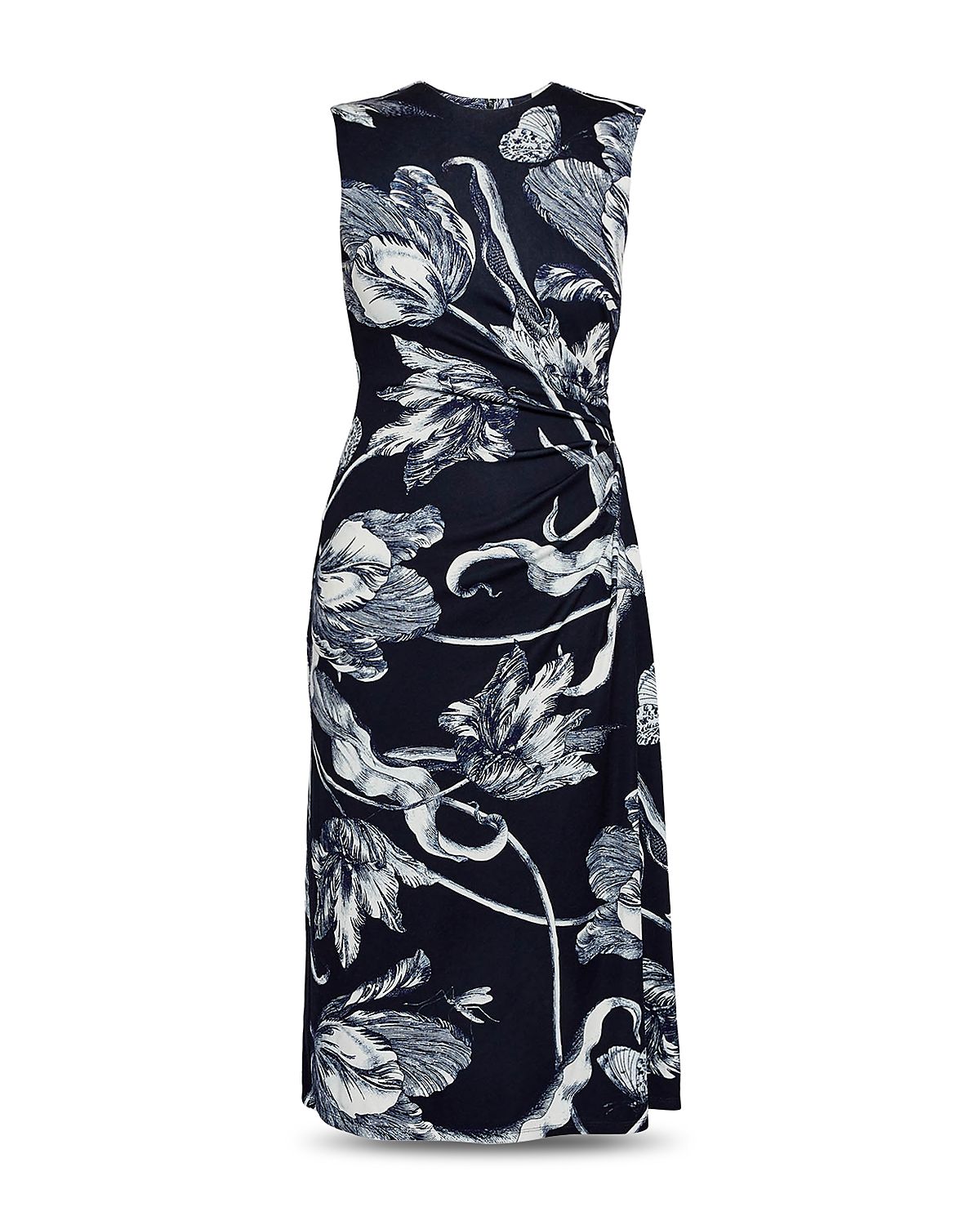 Sleeveless Draped Midi Dress