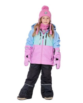  Girls' Two Piece Teknik Snowsuit with Colorblocked Jacket and Solid Pant - Big Kid