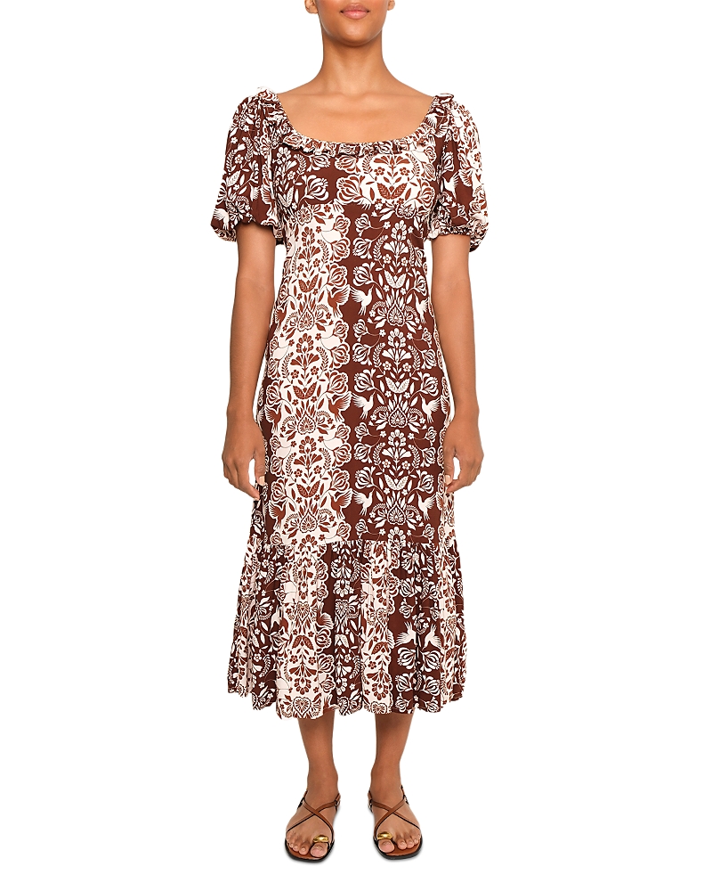 The Lulo Project The Signal Puffed Sleeve Dress In Multi