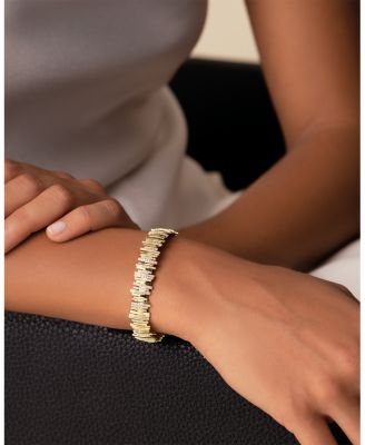 18K Yellow Gold Classic Diamond Half Pav&eacute; Cuff Bracelet