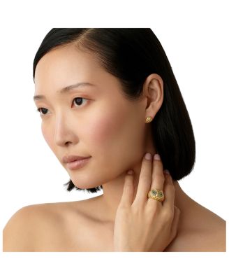 18K Yellow Gold FJ Tsavorite &amp; Blue Sapphire Athena Owl Ring