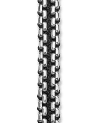 Men's Woven Box Chain Bracelet in Sterling Silver with Nylon, 12mm