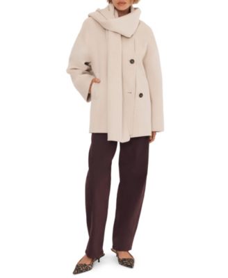 Women's Wool Blend Hand Finished Scarf Coat